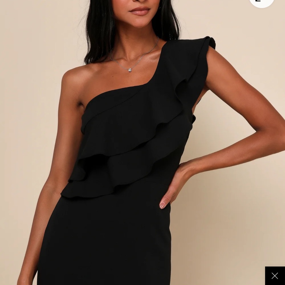 Lulus Grand Beauty Black Ruffled One-Shoulder Mermaid Maxi Dress - Picture 5 of 6